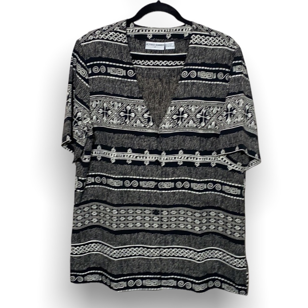 Alfred Dunner Printed, layered black and white top